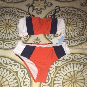Cupshe Tricolor Bandeau Bikini Set